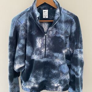 Nike Therma-FIT 1/2 Zip Fleece Sweatshirt Women's L Blue Tie Dye Long Sleeve